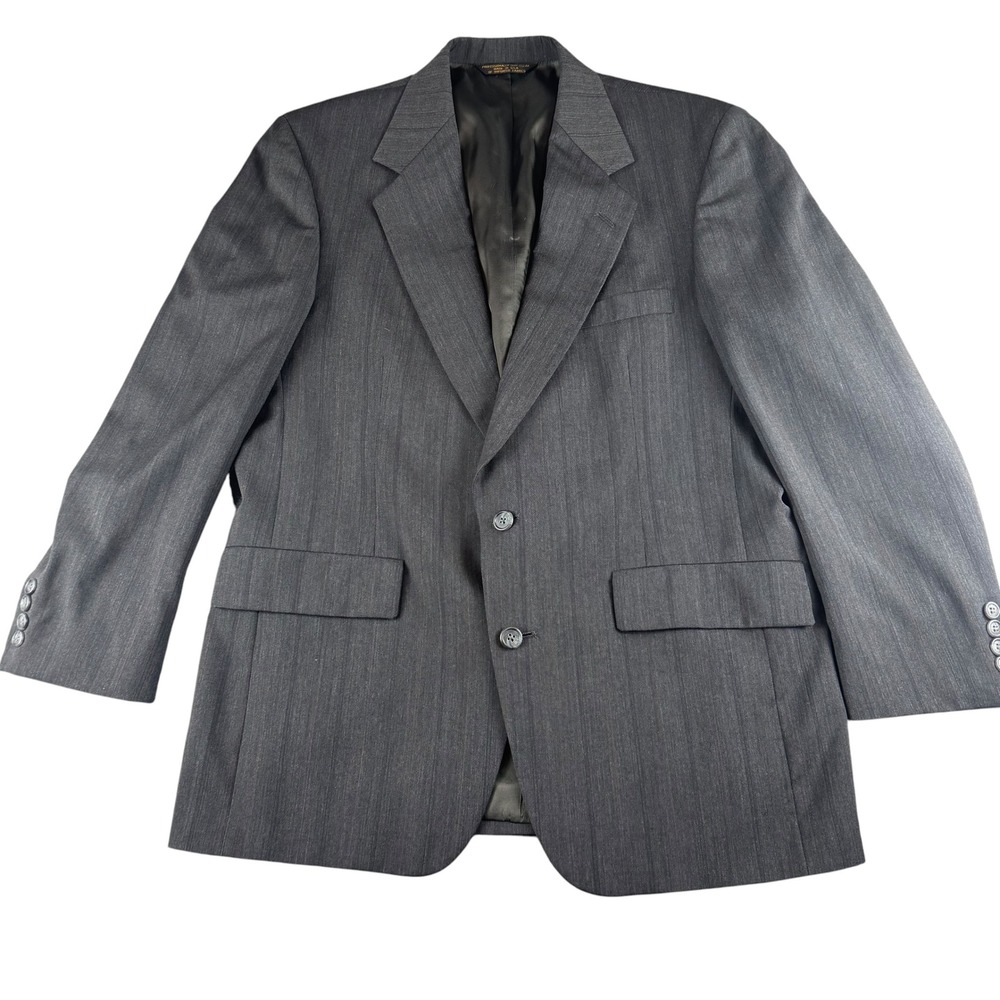 Meeting Street Mens 40R Blazer Sport Coat Charcoal Gray Pinstripe Made in USA
